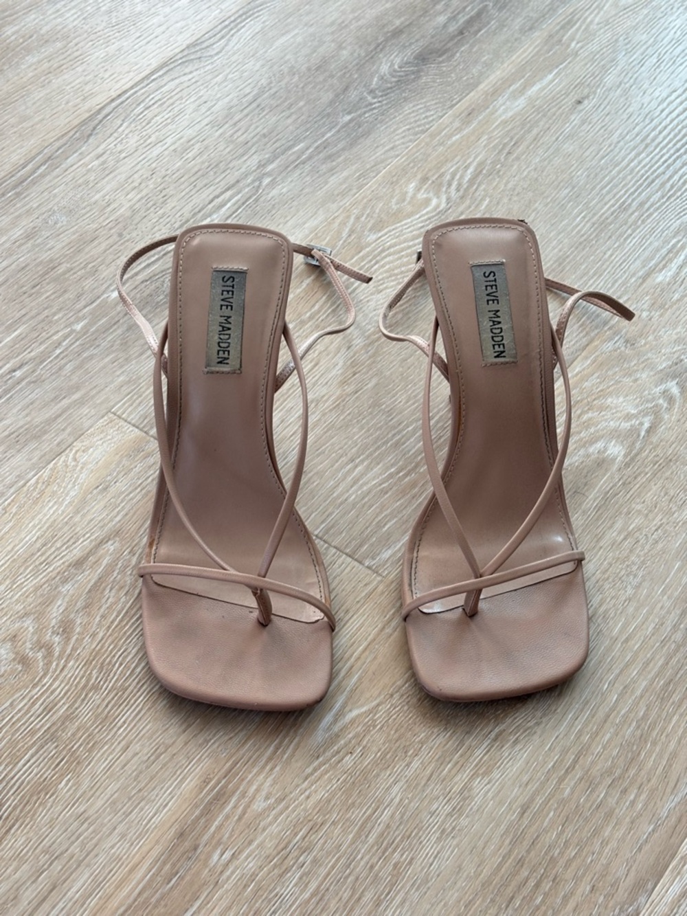 Steve Madden Blush Strappy Square-Toe Heels